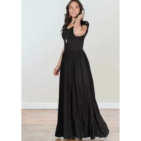 Matilda Jane Womens Black Night Owl Maxi Dress Size Small Modest Flowy Comfy - Picture 1 of 8